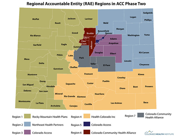 A Map shows the regions covered by Colorado's new Medicaid reform effort