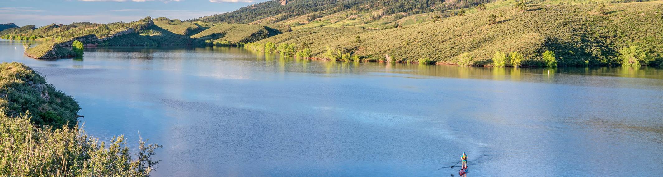 a kayaker at Horsetooth Reservoir in Larimer County